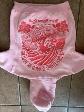 Pink Graphic Hooded Sweatshirt with Surf Design